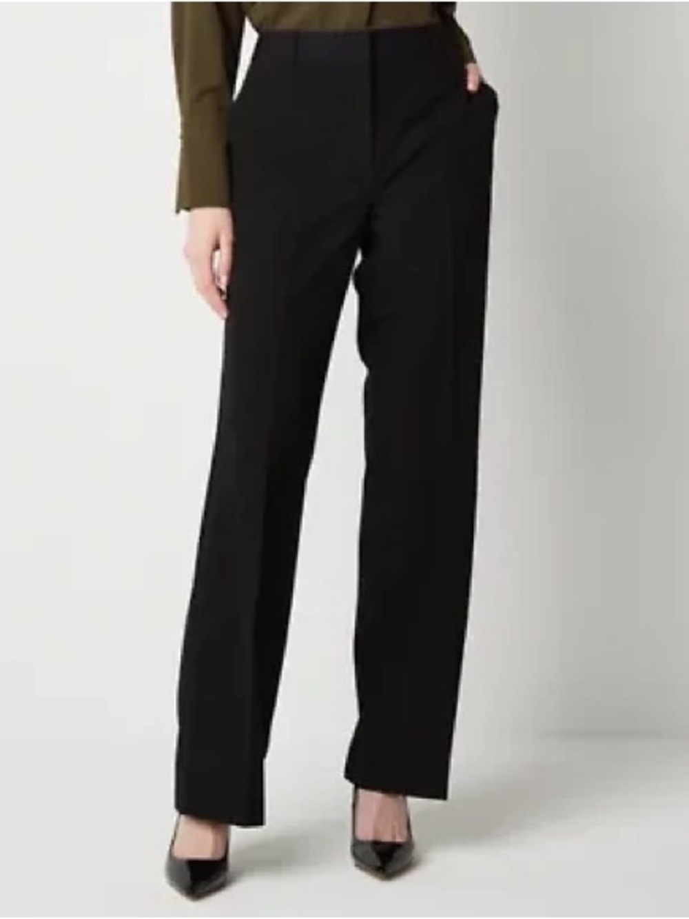 Women's Modern Black Straight-Leg Work Trousers